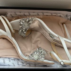 Badgley Mischka White 3.3 inch heels; great for brides or a formal event!